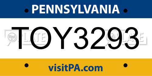 TOY3293 Pennsylvania License Plate