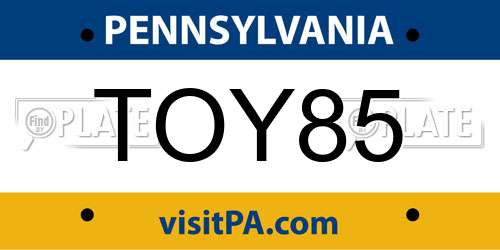 TOY85 Pennsylvania License Plate