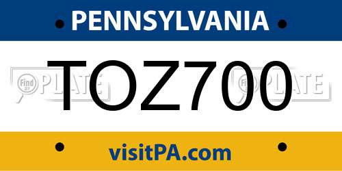 TOZ700 Pennsylvania License Plate
