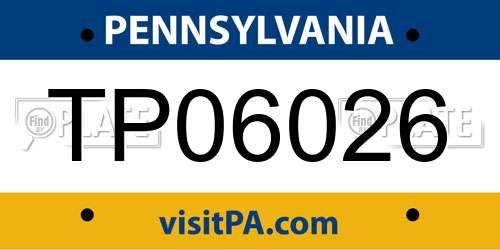 TP06026 Pennsylvania License Plate