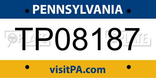 TP08187 Pennsylvania License Plate