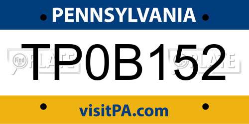 TP0B152 Pennsylvania License Plate