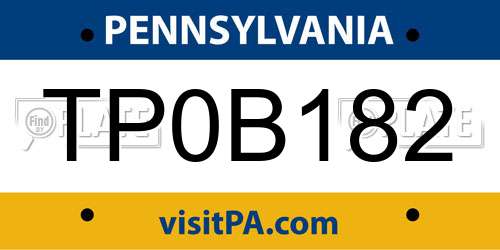 TP0B182 Pennsylvania License Plate