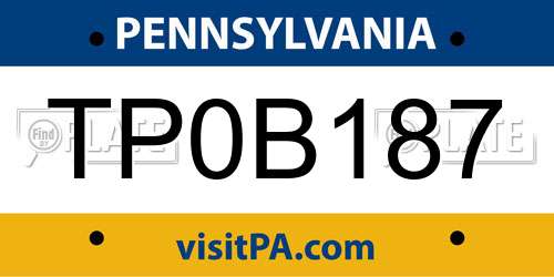 TP0B187 Pennsylvania License Plate