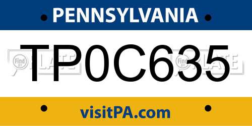 TP0C635 Pennsylvania License Plate