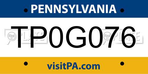 TP0G076 Pennsylvania License Plate