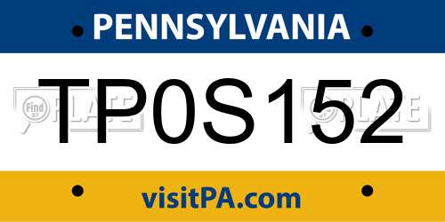 TP0S152 Pennsylvania License Plate