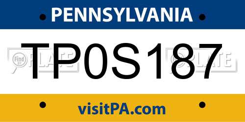 TP0S187 Pennsylvania License Plate