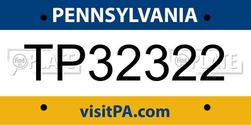 TP32322 Pennsylvania License Plate