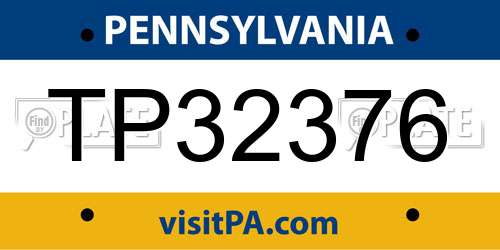TP32376 Pennsylvania License Plate