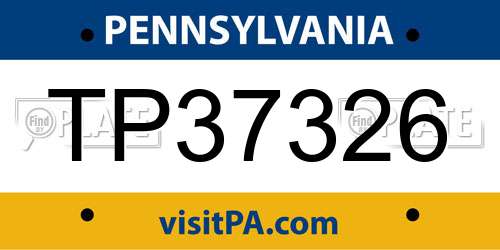 TP37326 Pennsylvania License Plate