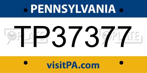 TP37377 Pennsylvania License Plate