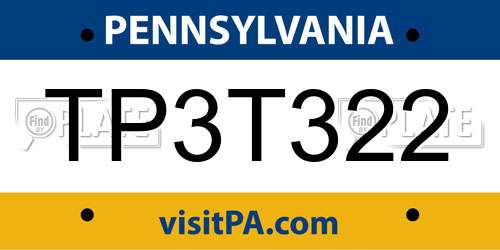 TP3T322 Pennsylvania License Plate