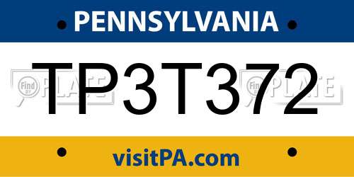 TP3T372 Pennsylvania License Plate