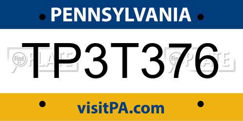 TP3T376 Pennsylvania License Plate