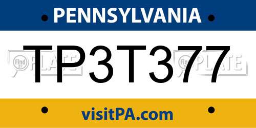 TP3T377 Pennsylvania License Plate