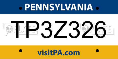 TP3Z326 Pennsylvania License Plate