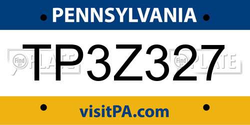TP3Z327 Pennsylvania License Plate