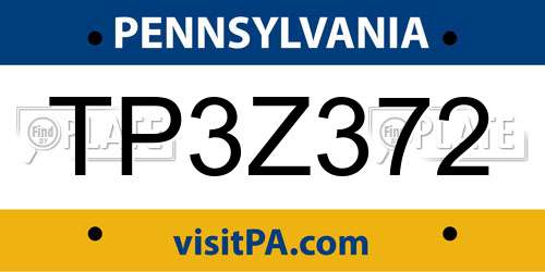 TP3Z372 Pennsylvania License Plate