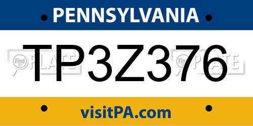 TP3Z376 Pennsylvania License Plate