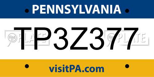 TP3Z377 Pennsylvania License Plate