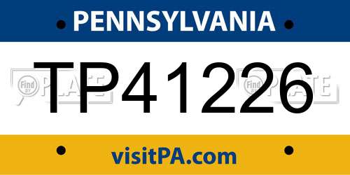 TP41226 Pennsylvania License Plate