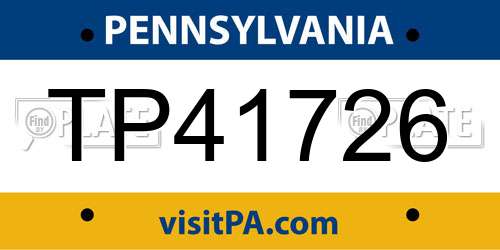 TP41726 Pennsylvania License Plate