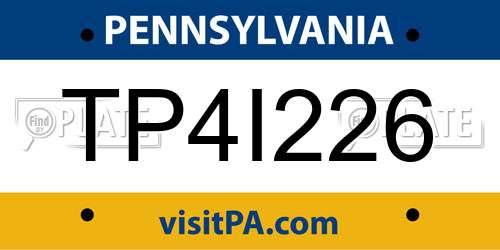 TP4I226 Pennsylvania License Plate