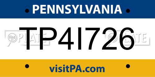 TP4I726 Pennsylvania License Plate