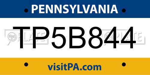 TP5B844 Pennsylvania License Plate