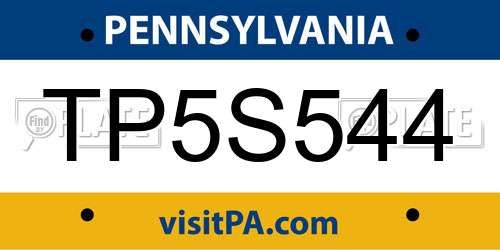 TP5S544 Pennsylvania License Plate