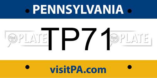 TP71 Pennsylvania License Plate