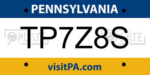TP7Z8S Pennsylvania License Plate