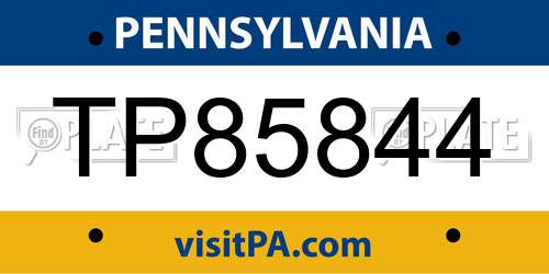 TP85844 Pennsylvania License Plate