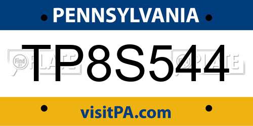 TP8S544 Pennsylvania License Plate
