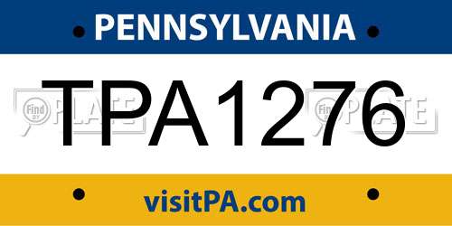 TPA1276 Pennsylvania License Plate