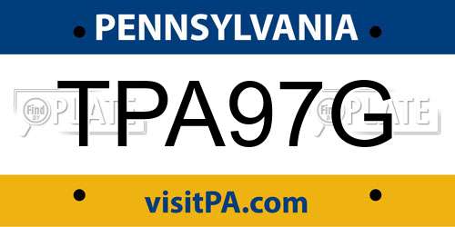 TPA97G Pennsylvania License Plate