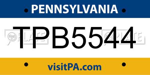 TPB5544 Pennsylvania License Plate