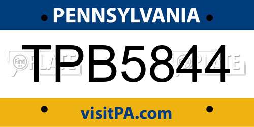TPB5844 Pennsylvania License Plate