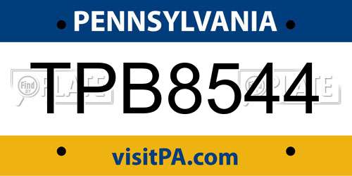 TPB8544 Pennsylvania License Plate