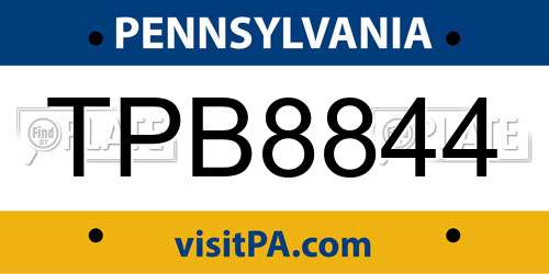 TPB8844 Pennsylvania License Plate