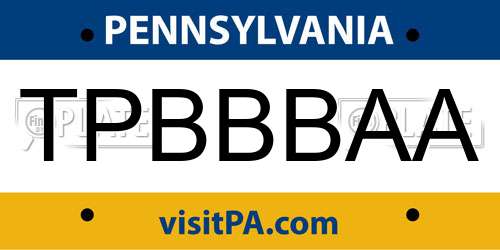 TPBBBAA Pennsylvania License Plate