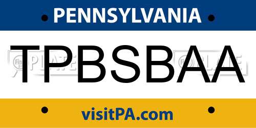 TPBSBAA Pennsylvania License Plate
