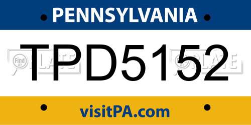 TPD5152 Pennsylvania License Plate