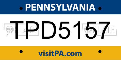 TPD5157 Pennsylvania License Plate