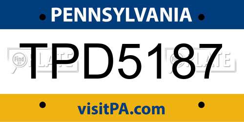 TPD5187 Pennsylvania License Plate