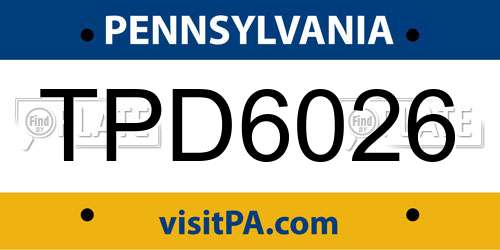 TPD6026 Pennsylvania License Plate