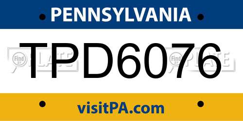 TPD6076 Pennsylvania License Plate