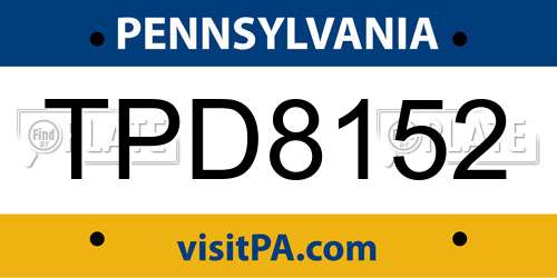 TPD8152 Pennsylvania License Plate