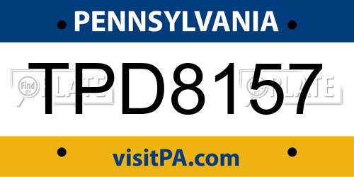 TPD8157 Pennsylvania License Plate